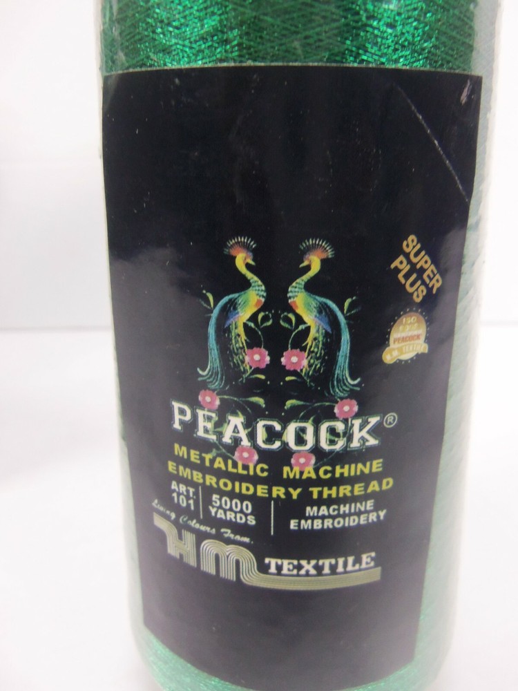 HM Textile Peacock Embroidery Machine Cone Thread Metallic Bright Green