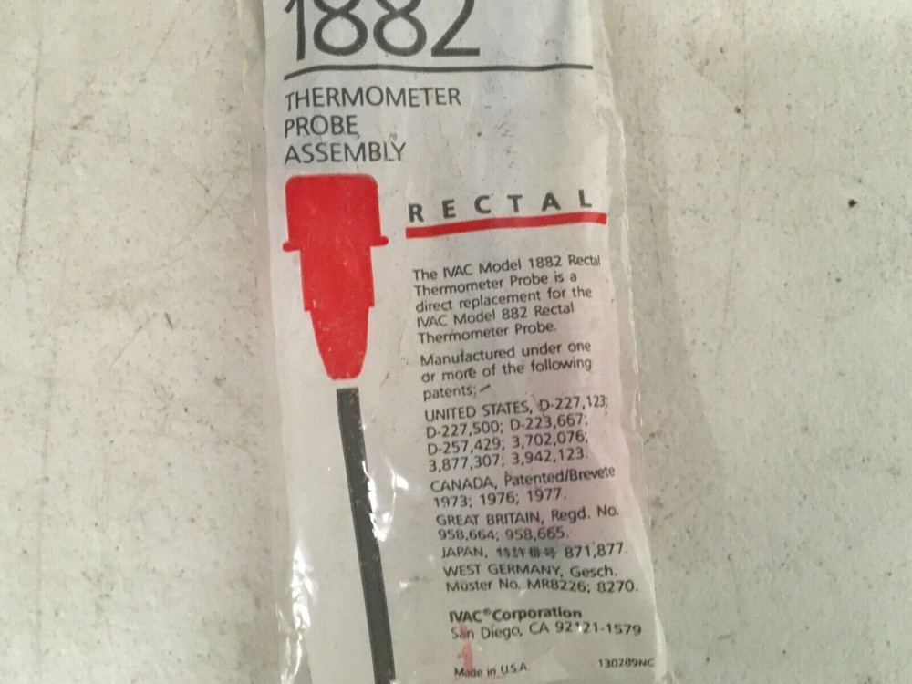IVAC Model 1882 Rectal Thermometer Probe Assembly REPLACEMENT FOR 882