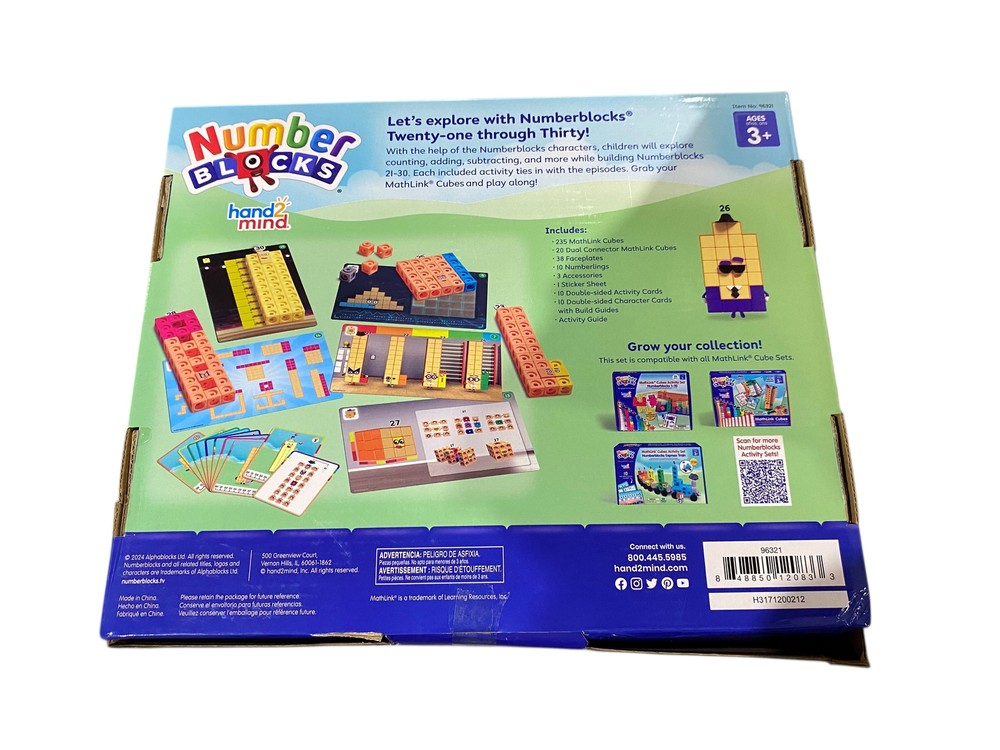 hand2mind, MathLink, Cubes, Numberblocks, 21-30, Activity Set, Ages 3+