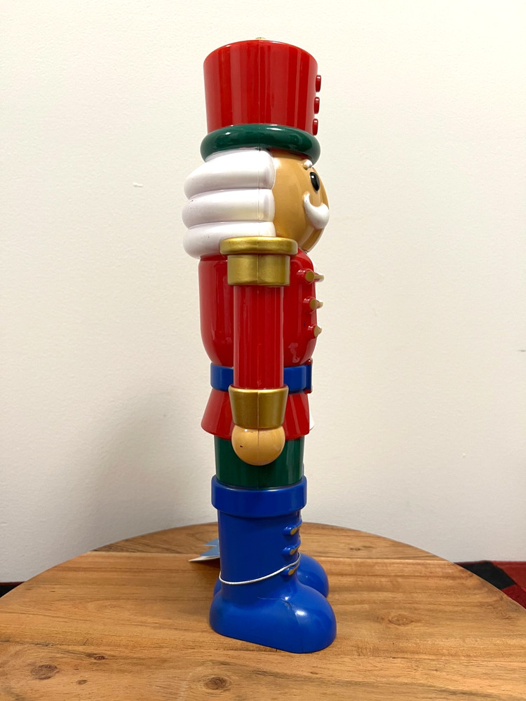 Light Up Christmas Decor Nutcracker Soldier 13.5" Tall Hollow Plastic