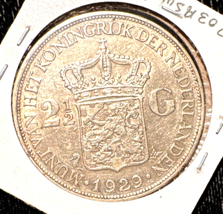 Netherlands 1929 2 1/2 gulden KM 165 XF