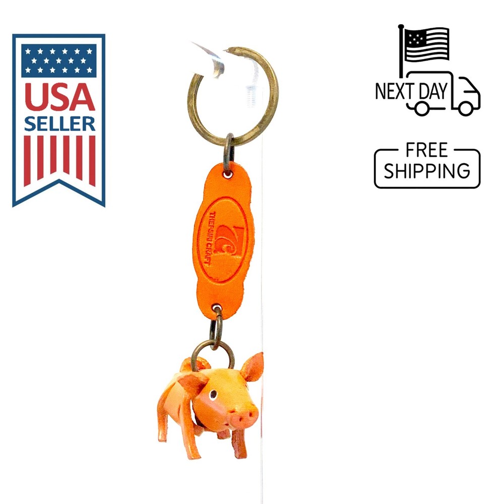 Pig Handmade Leather Keyring