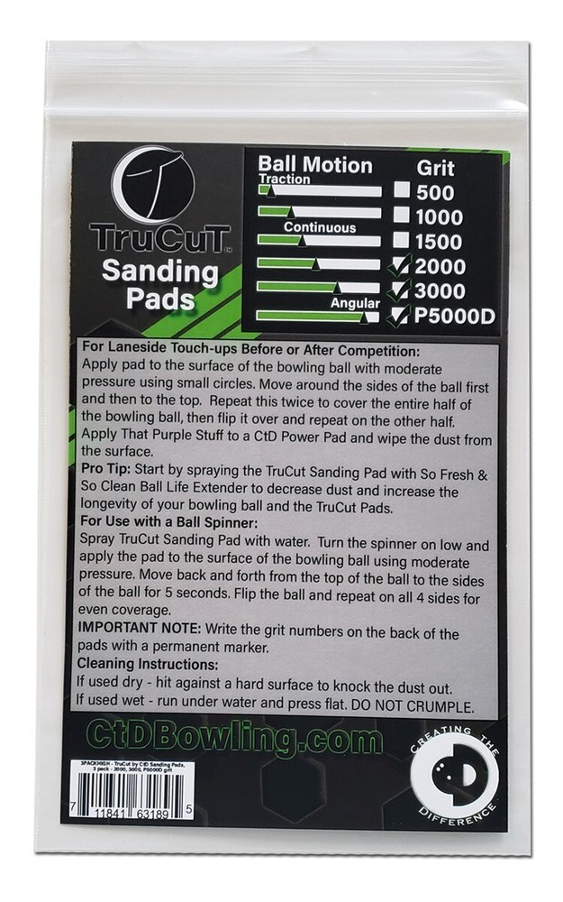 TruCut Sanding Pads | 3 Pack High | 2000, 3000, P5000D grit | 5" Diameter