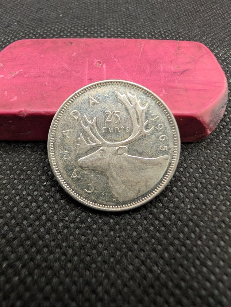 CANADA 1965  80% SILVER 25 CENTS