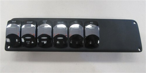 ILLUMINATED ROCKER SWITCH PANEL 10" X 2 3/4" BLACK PLASTIC MARINE BOAT