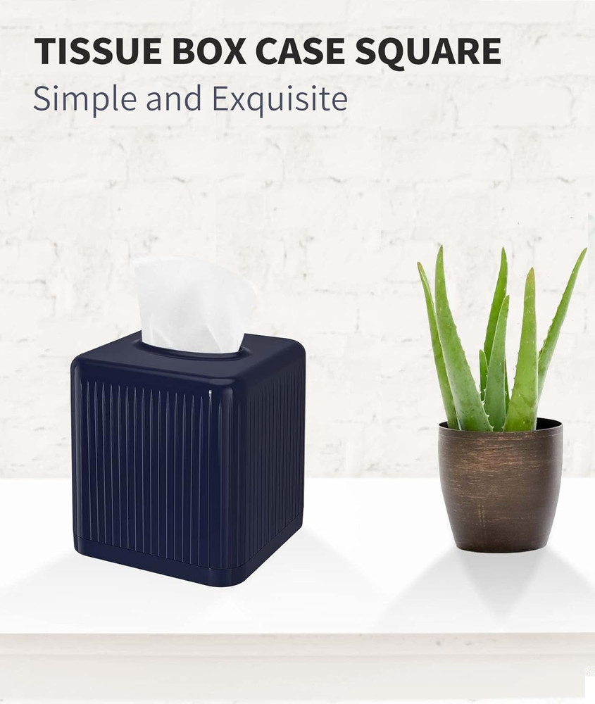 Tissue Box Cover with Base, Square Plastic Tissue Box Holder Decorative Tissue B