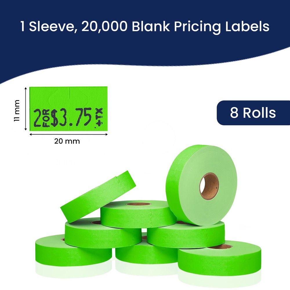 Perco Fluorescent Green Pricing Labels for 1 Sleeve,