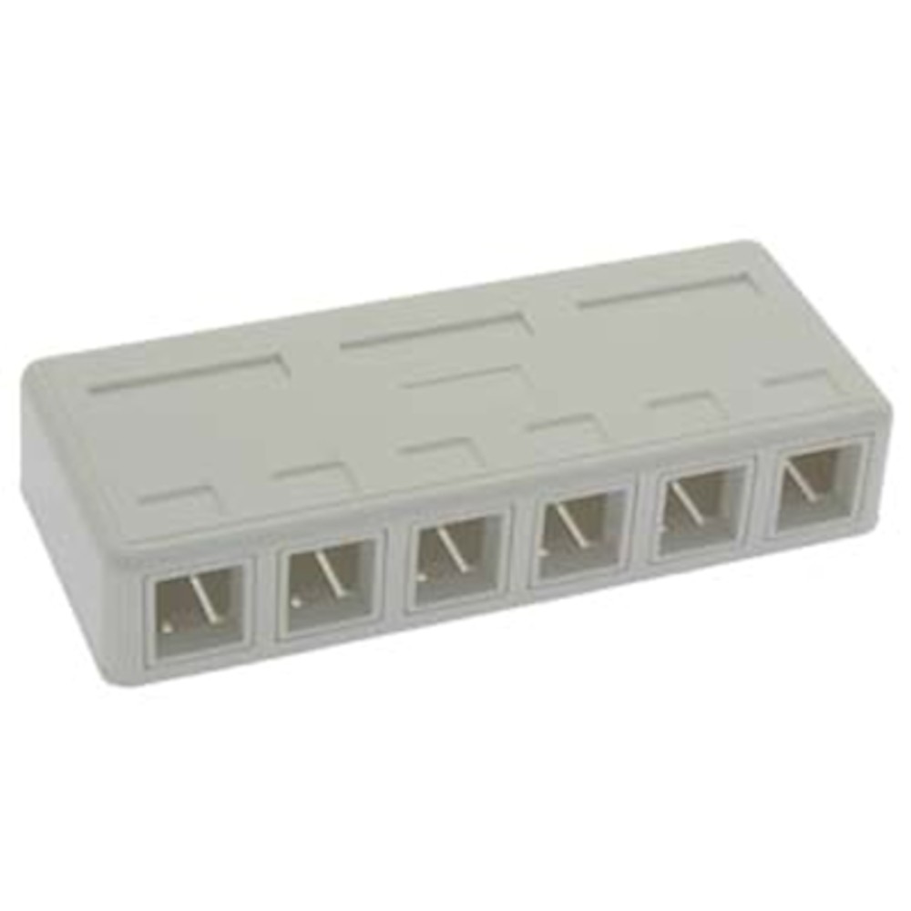 Wallplate: Surface Mount Type Keystone 6 Port - White