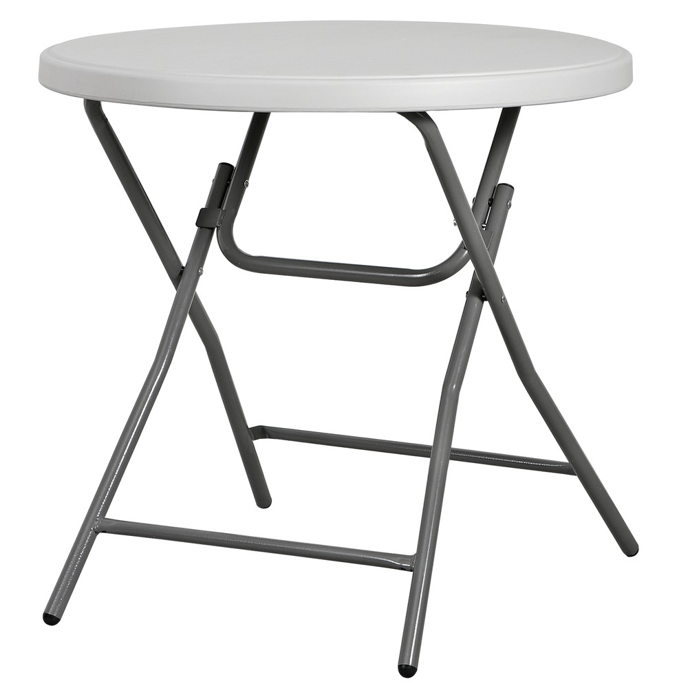 Folding Round Table 32 Inch Dining Card Utility Plastic Table for Camping White