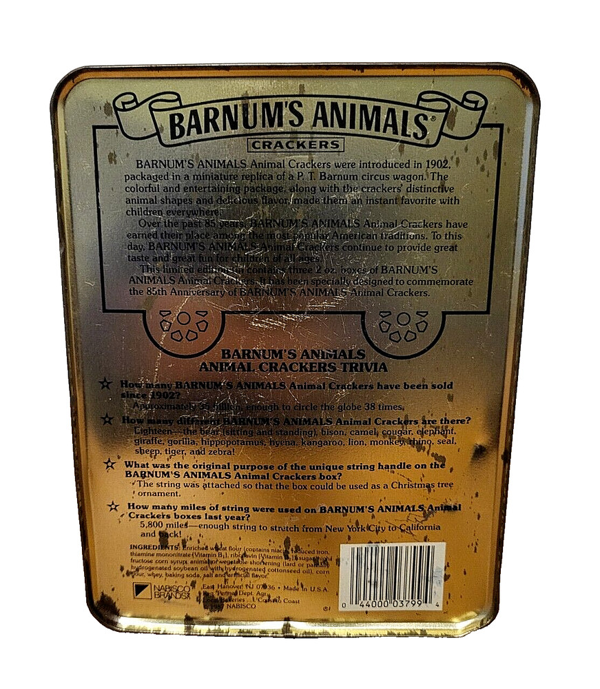 1987 Nabisco Barnum's Animals Crackers 85th Anniversary Tin Container