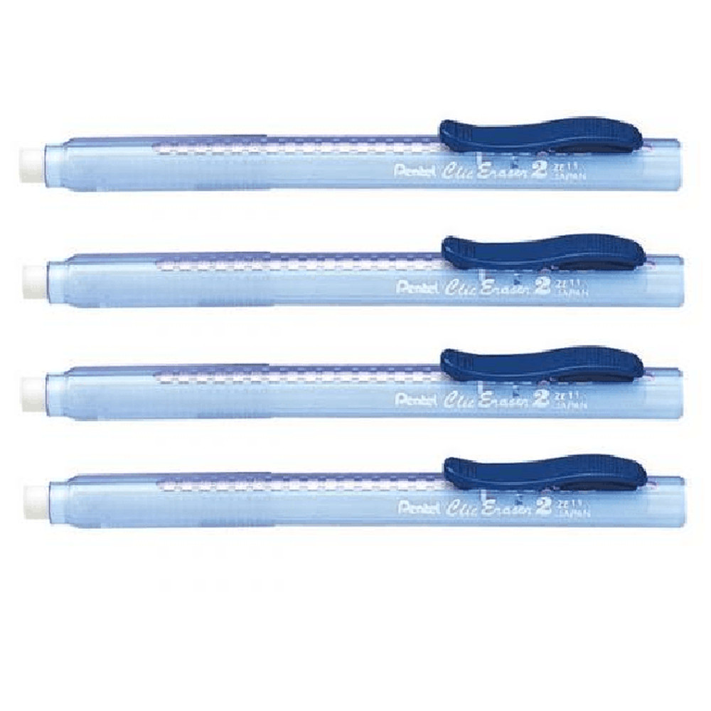 NEW 4x Pentel Clic Retractable Eraser Rubber Blue