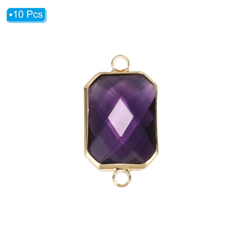 Birthstone Connector Link, 10Pcs Diamond Links Rectangle, Purple