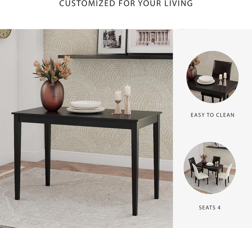 Indoor Rectangular Dining Table with Assembly Tools Included, No Tools Needed