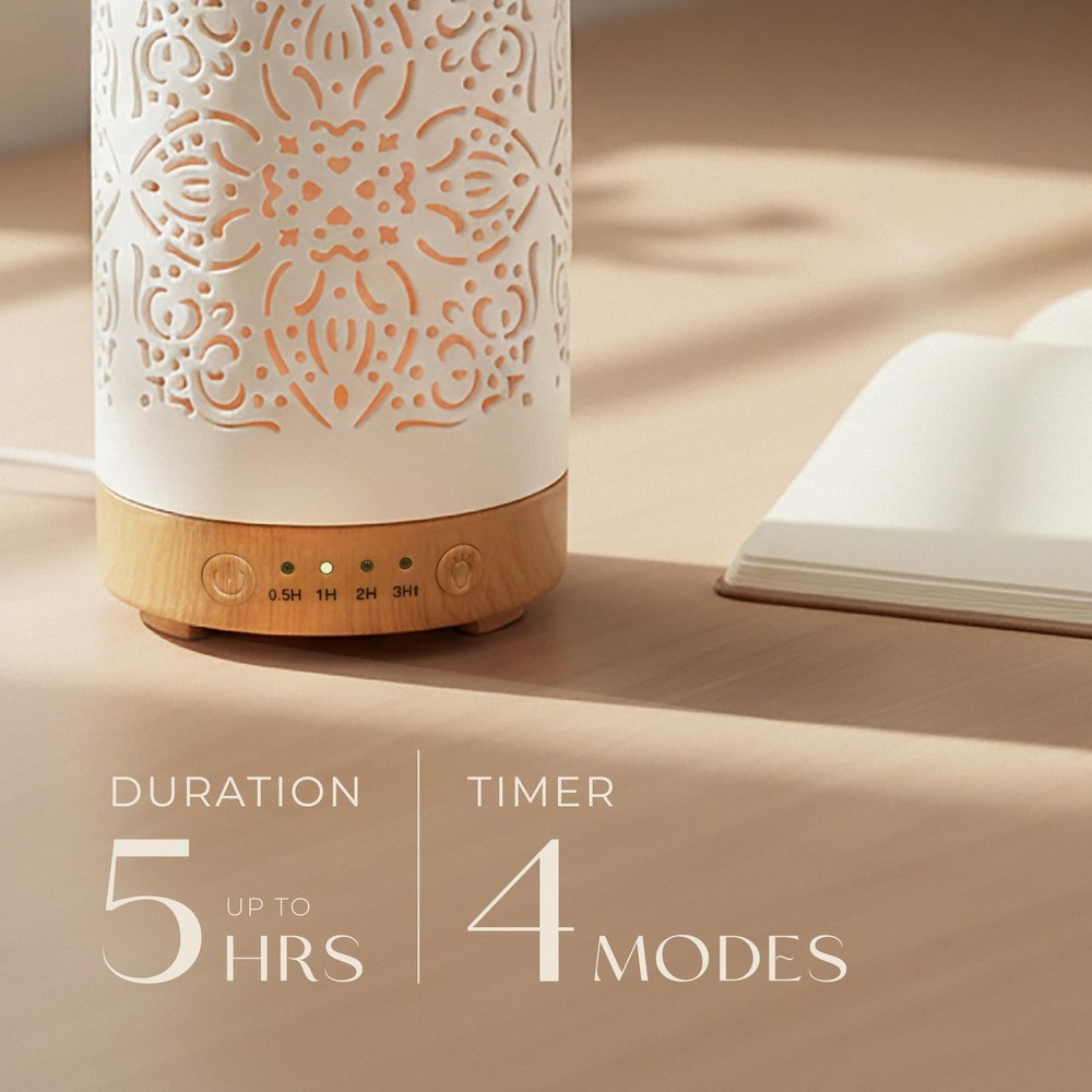 Earnest Living Essential Oil Diffuser White Ceramic Elegance 100ml