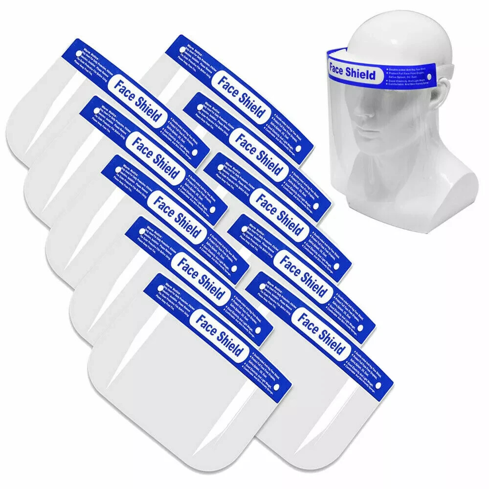Safety Full Face Shield Reusable Shield Clear Washable 10 PACK ! !!!!