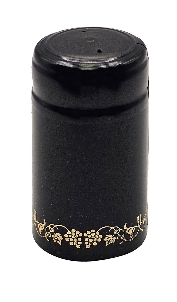 Black With Gold Grapes PVC Shrink Capsules-500 Count