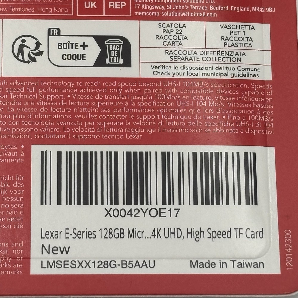 Lexar E-Series 5 PACK 128GB Micro SD microSDX UHS-I Flash 128GB W/ Adapter - NEW