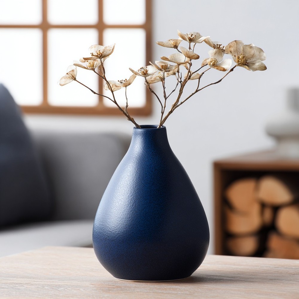Modern Midnight Blue Ceramic Vase