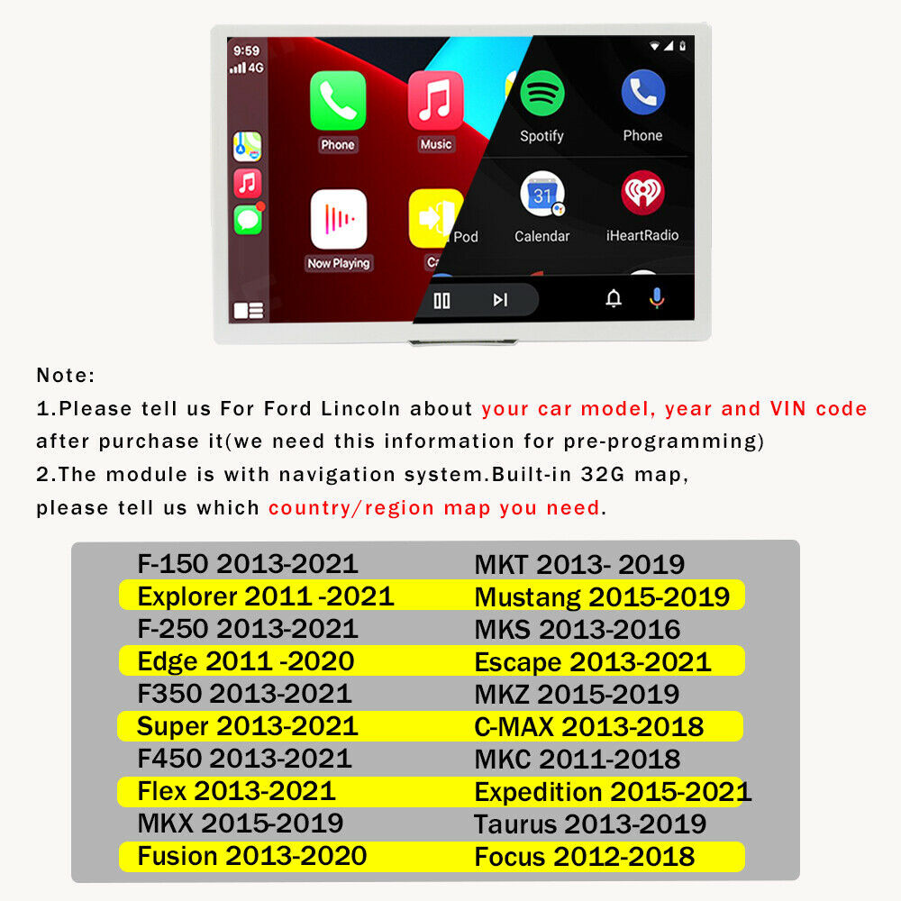 Factory SYNC 2 to SYNC 3 Upgrade Kit 3.4 Fit for Ford Sync3 APIM Module Carplay