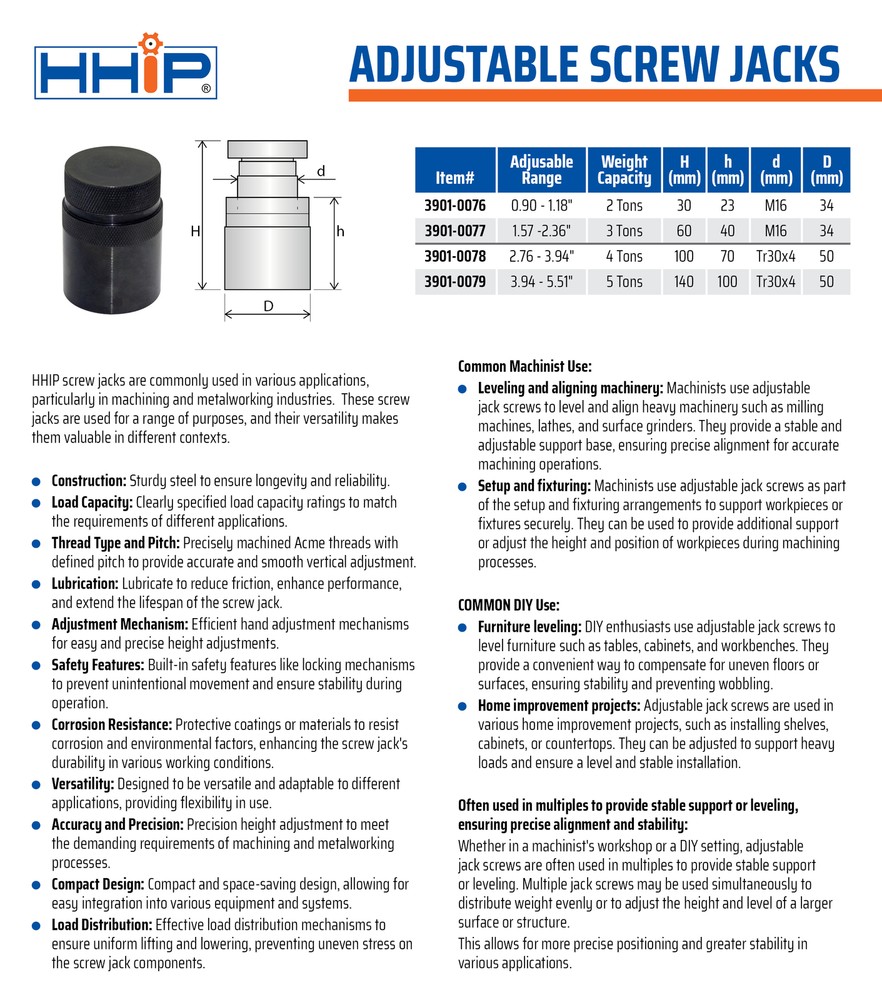 23-30MM ADJUSTABLE SCREW JACK (3901-0076)