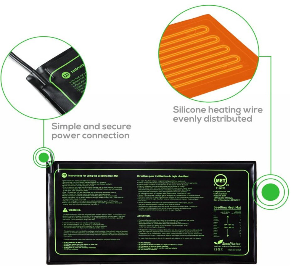 Seedfactor Waterproof Durable Germination Station Heat Mat 10"x20" A