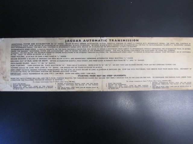 Jaguar Automatic Transmission Instructions Sleeve