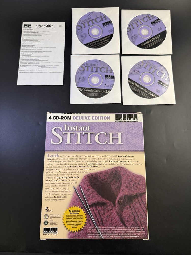 Software PC Instant Stitch PM Stitch Creator 2.0 Sweater Design 4-Discs Vk10