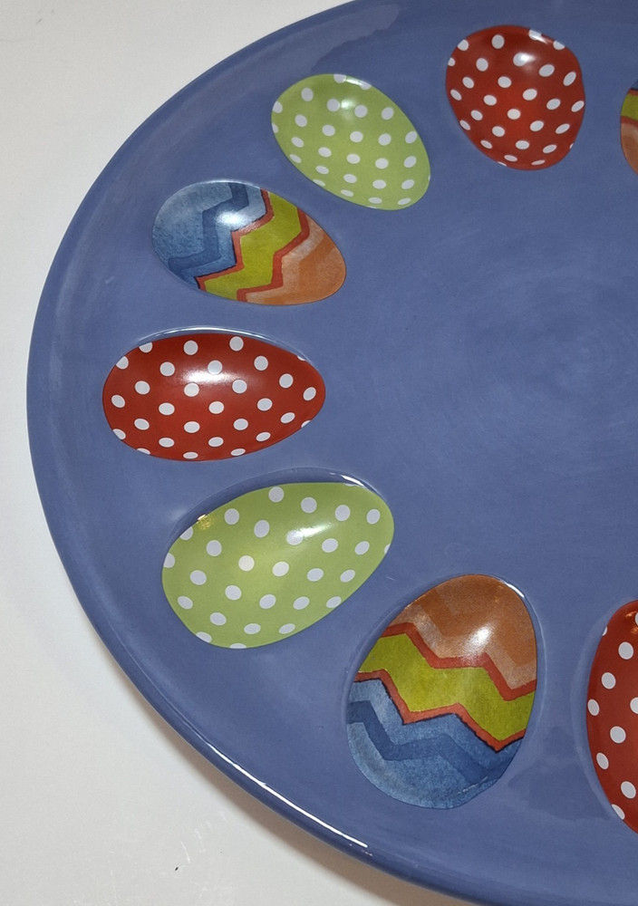 Harry & David 2008 Easter Egg/Deviled Egg Platter Ceramic Porcelain 12 Egg Beds