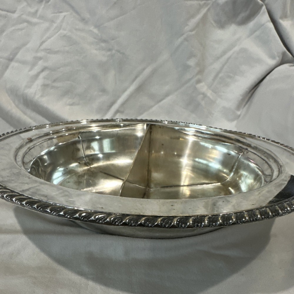 EPC Silverplate Divided Bowl with EPC Hallmark, Vintage Tableware