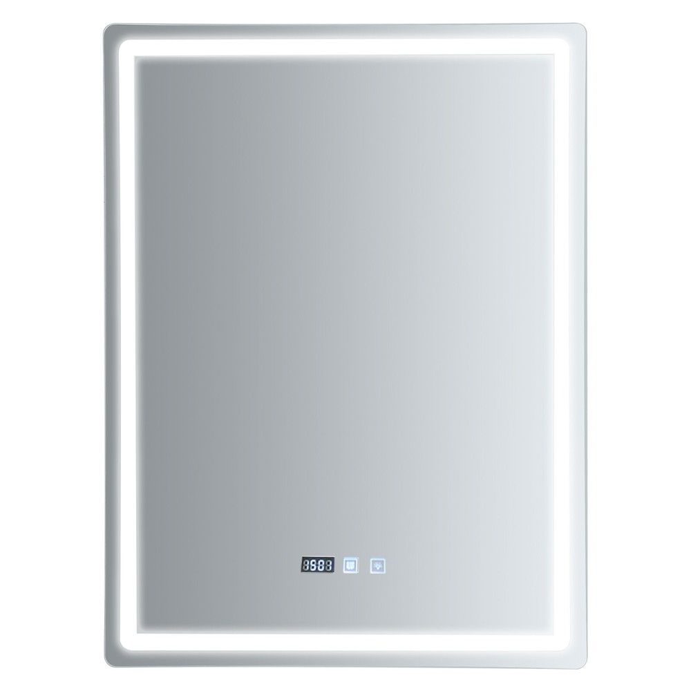 Dimmable Anti-Fog LED Bathroom Mirror with Clock and Temperature Display