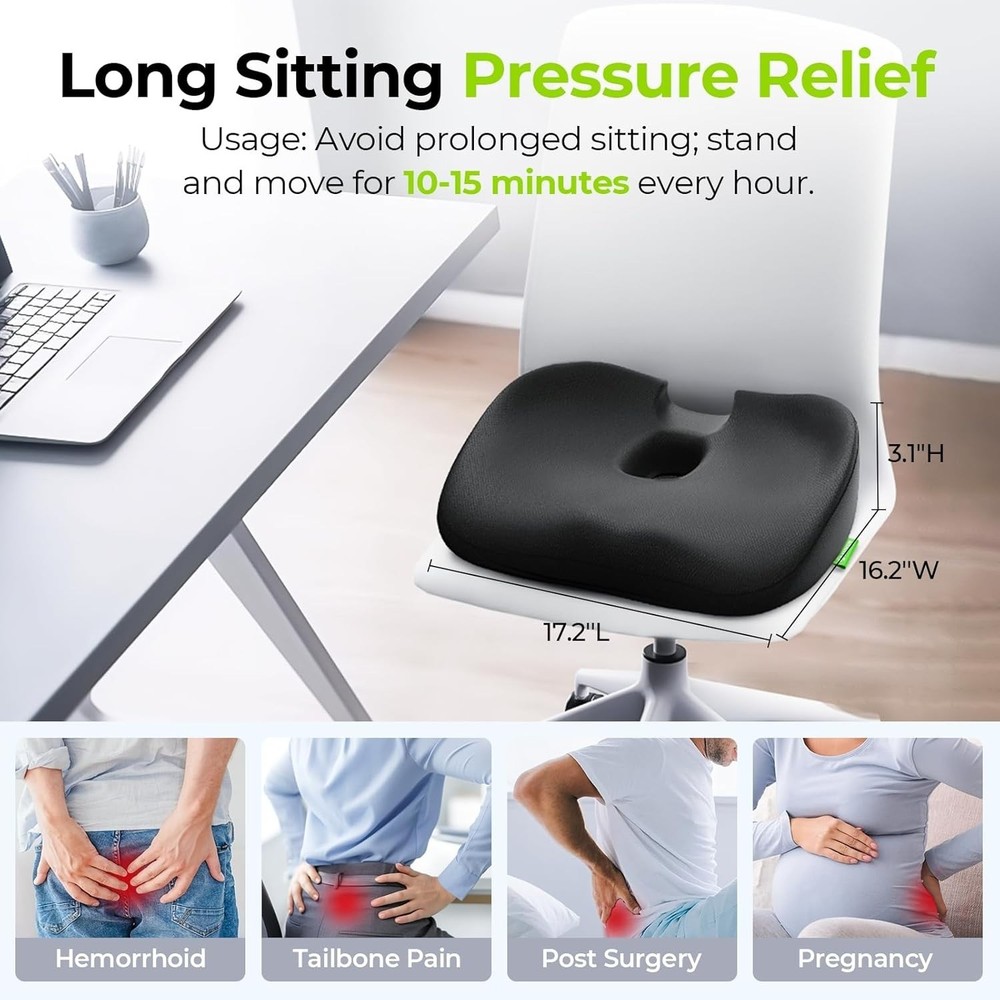 Memory Foam Donut Pillow for Hemorrhoids Tailbone Sciatica Pregnancy Relief
