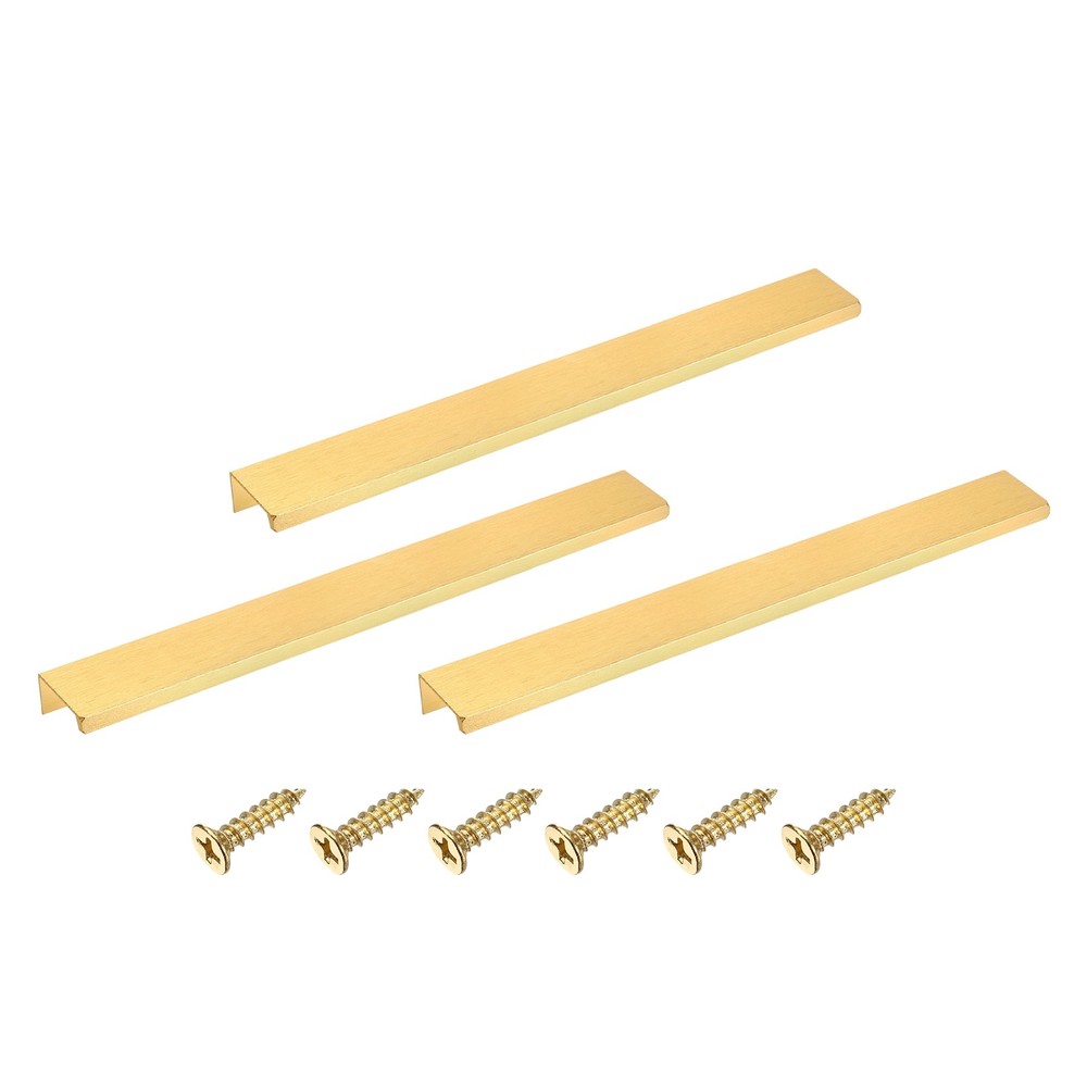 Cabinet Edge Finger Pull, 3pcs 250mm / 9.84" Hidden Cabinet Pulls, Gold
