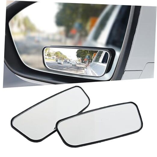 Pack-2 HD Convex Wide Angle Looking Glass, 3.74" x 1.41" Rectangular Curved