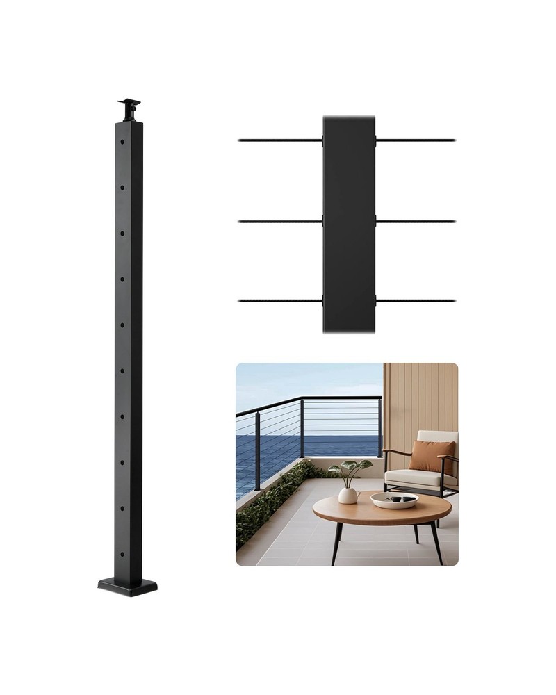 1-Pack Cable Railing Post 36x2x2 In Horizontal-Hole Deck Railing Post Pre-