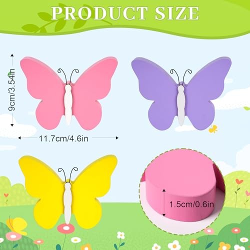 3Pcs Spring Butterfly Decorations for Home, Rustic Wooden Butterfly Decorative