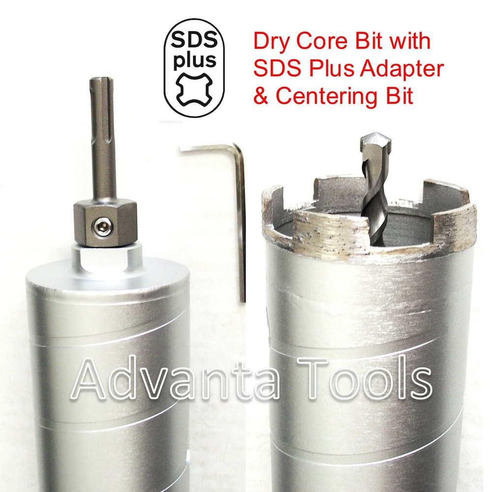6" Dry Diamond Core Bit for Concrete with SDS Plus Adapter & Pilot Drill Bit