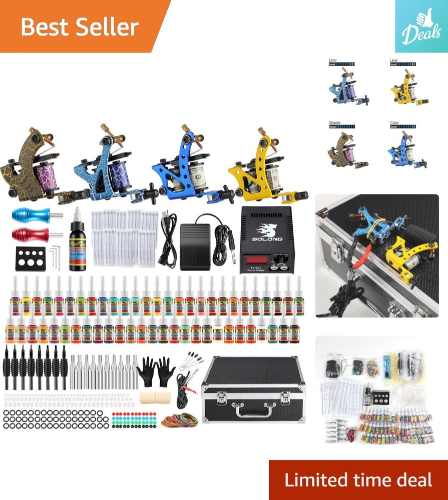 Comprehensive Tattoo Starter Kit with Sterilized Inks & Convenient Carry Case