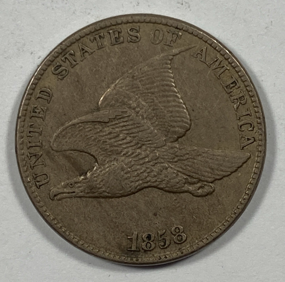 1858 Flying Eagle Cent .01. Choice Extra Fine Large Letters.