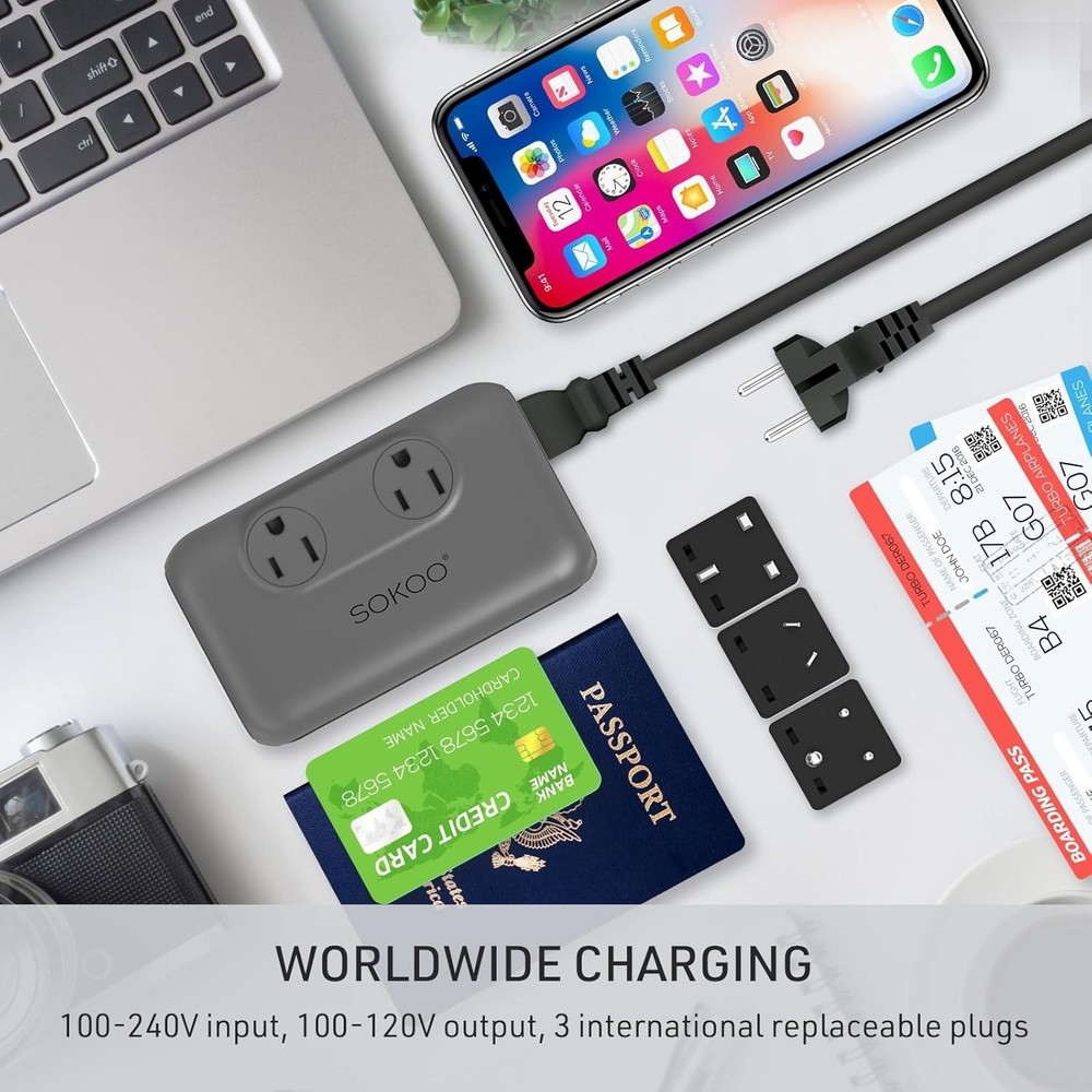 230W Voltage Adapter – Charges 6 Devices & Compatible with Multiple Nations