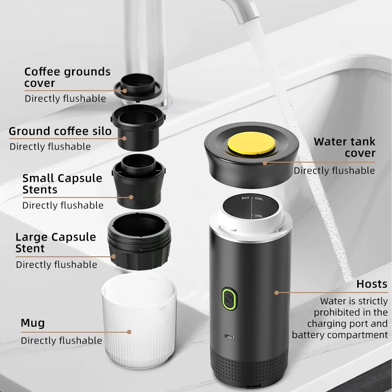 Portable Espresso Machine, Mini Espresso Maker, Self Heating Coffee Maker Compa