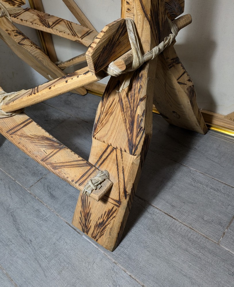 Vintage Rustic Hand Carved Camel Saddle Foot Stool