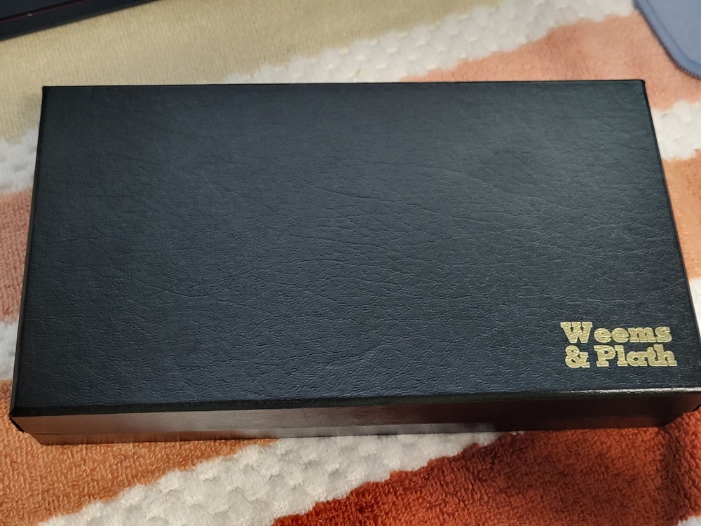 Weems & Plath Brass Compass and Quartz Clock Set Chart weight Engravable Gift