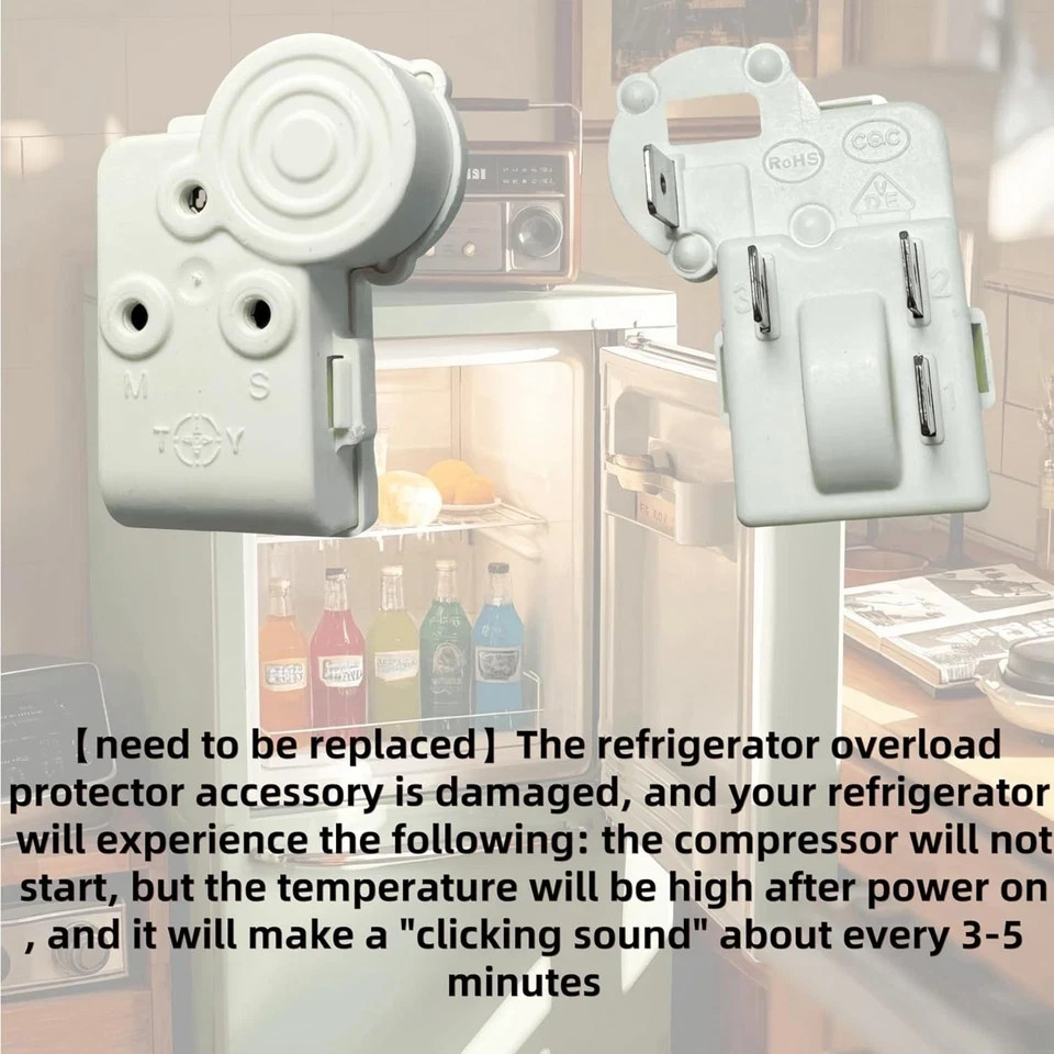 2 Pack Refrigerator Freezer Compressor PTC Starter Relay, 4 Pins Over Load...