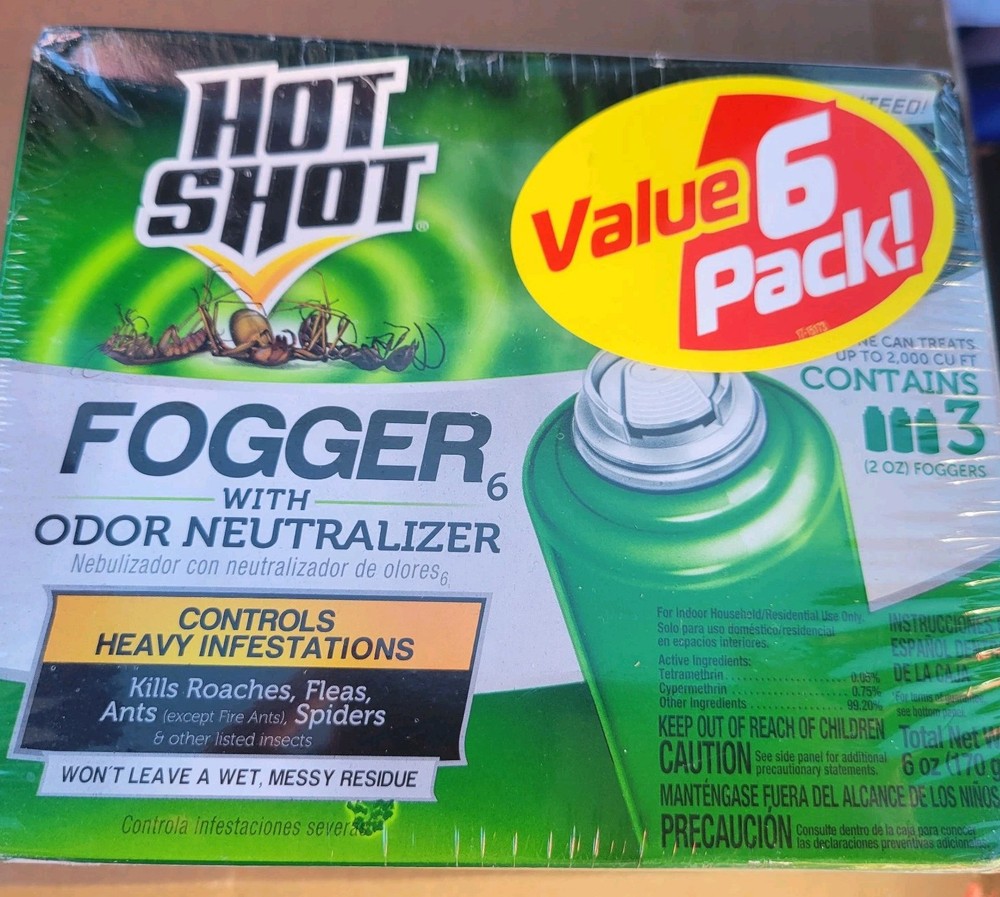 HOT SHOT Indoor Fogger With Odor Neutralizer 6 Pack (NEW)