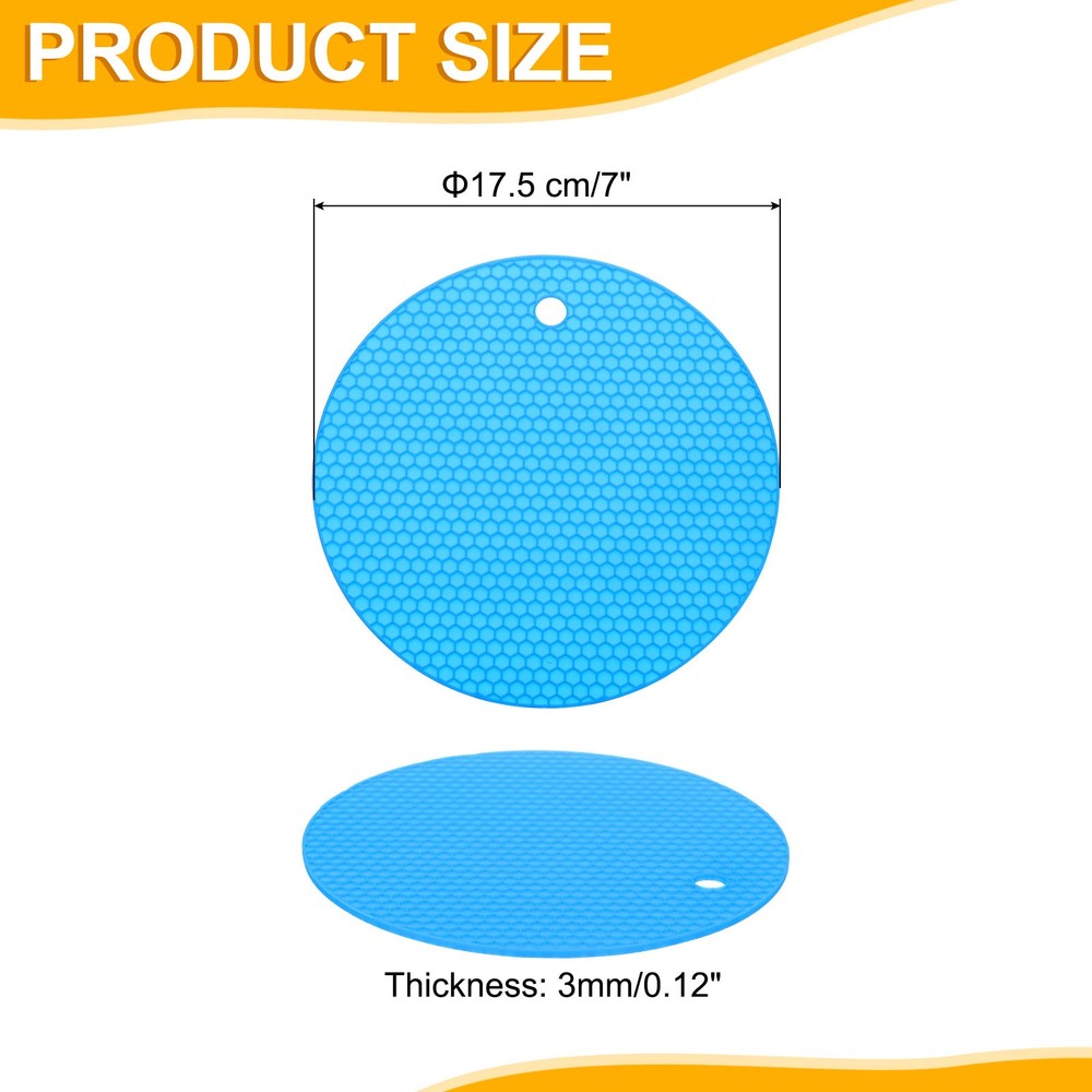 3pcs 7" Silicone Round Texture Jar Opener Pad, Blue