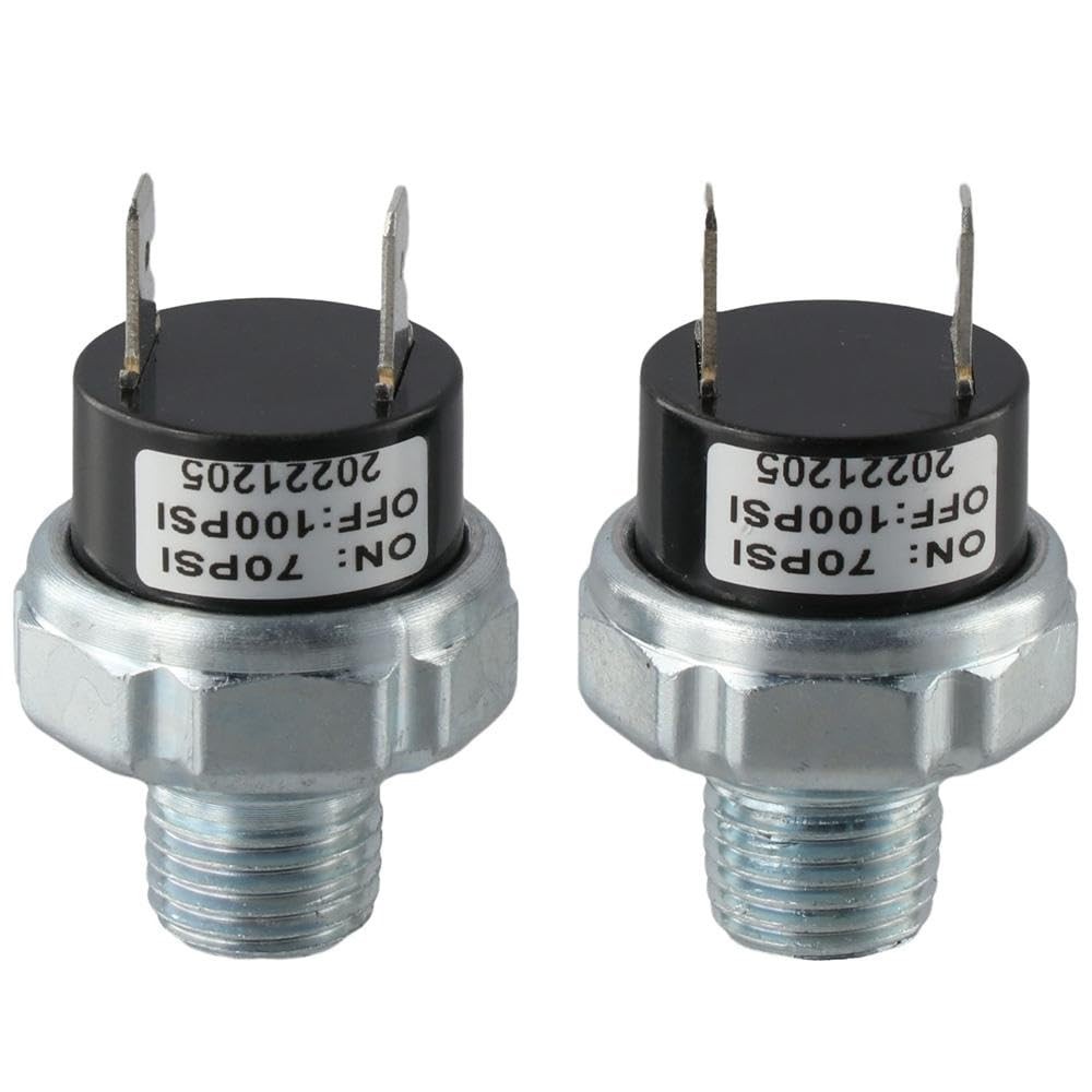 2Pcs Air Pressure Switch 1/4"-18 NPT Pressure Controller 70-100 PSI Low Press...