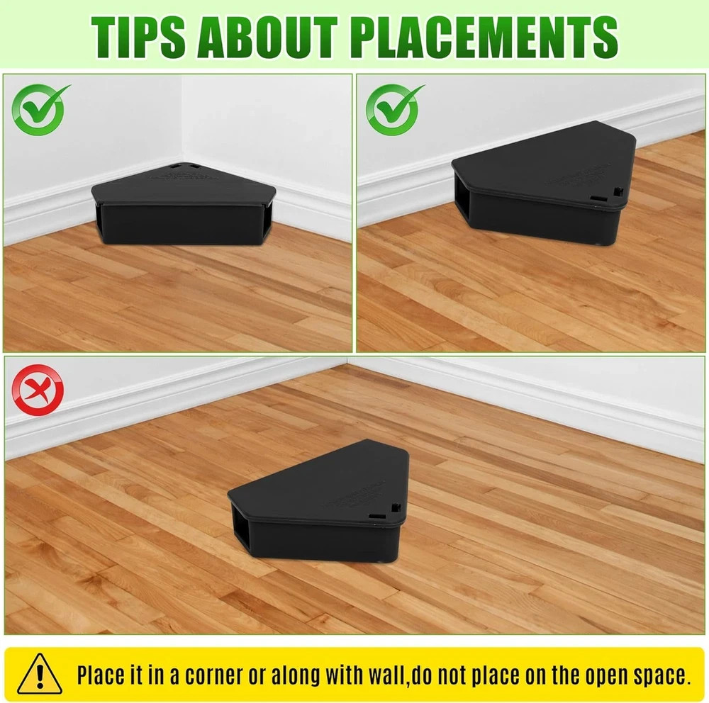 24 Pack Mice Bait Stations with Keys, Triangle Mouse Stations, Reusable Mouse St