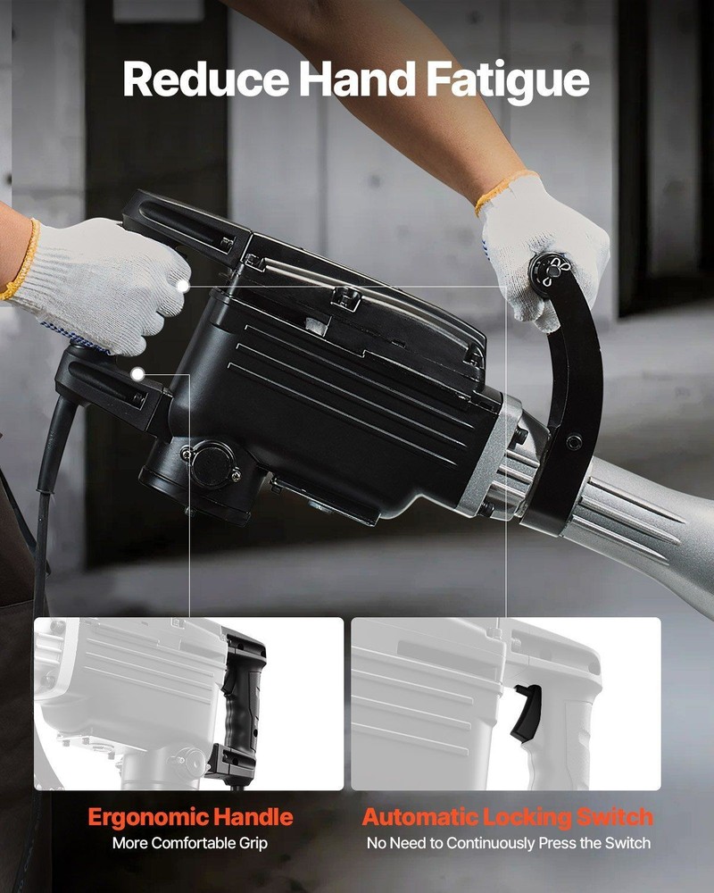 Versatile Jackhammer 2800W 1200BPM Includes Chisel Set