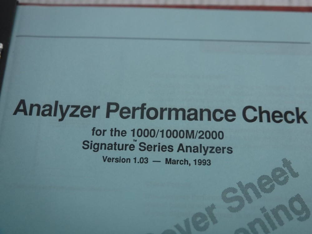 Cirris System Core 100/100M/2000 Analyzer Performance Check Manual Ver 1.03