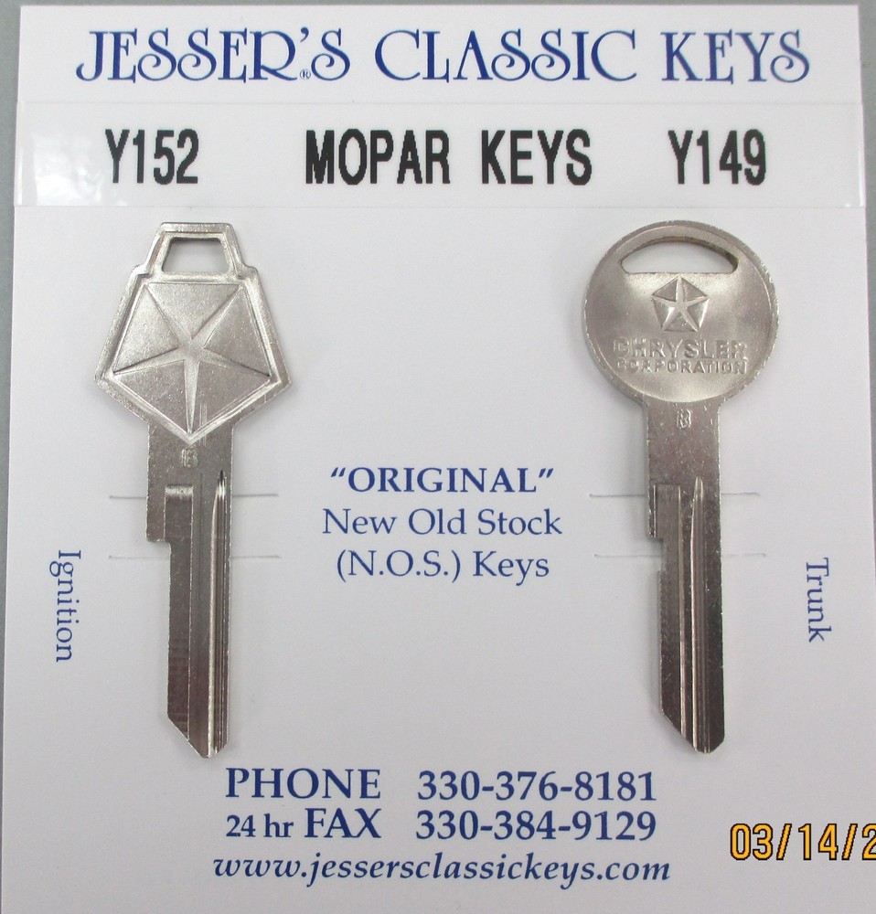 MOPAR NOS Original Keys CHRYSLER 1969 1970